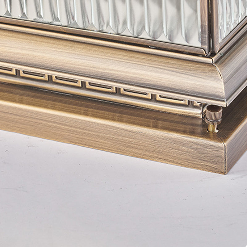 Rectangle Shape Metal Solar Pillar Lamp Modern Style 1 Light Outdoor Light in Bronze