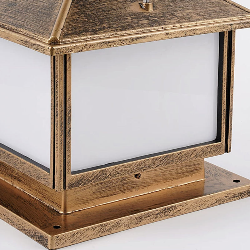 Rectangle Shape Metal Solar Pillar Lamp Modern Style 1 Light Waterproof Outdoor Light