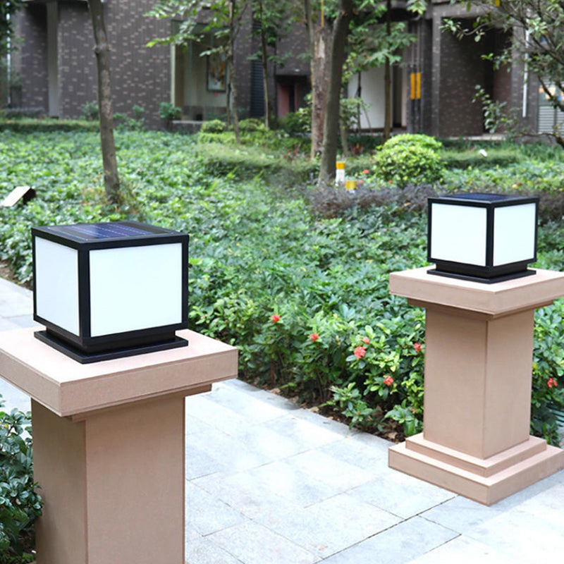 Nordic Style Acrylic Shade Outdoor Light Solar Energy Pillar Lamp for Outdoor