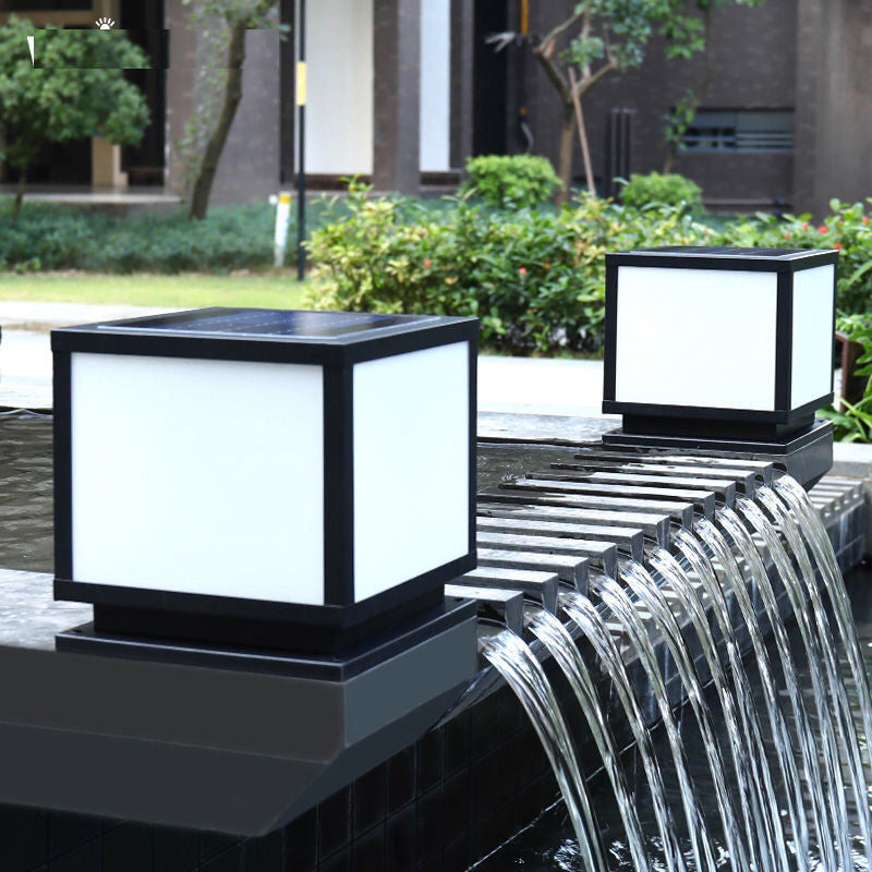Nordic Style Acrylic Shade Outdoor Light Solar Energy Pillar Lamp for Outdoor