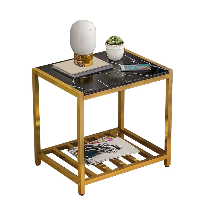 Contemporary Open Storage Accent Table Nightstand Antique Finish Bed Nightstand