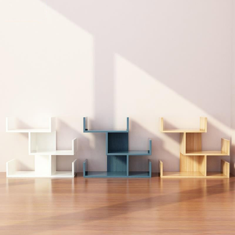 Modern Style Open Back Bookshelf Engineered Wood Bookcase with Shelves