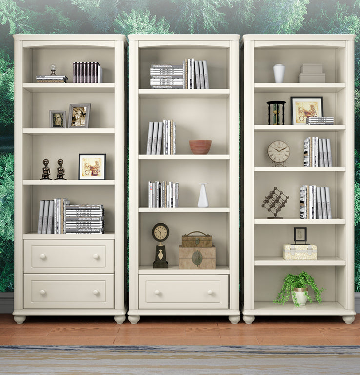 Modern Standard Bookshelf Wooden White Bookcase with Shelves
