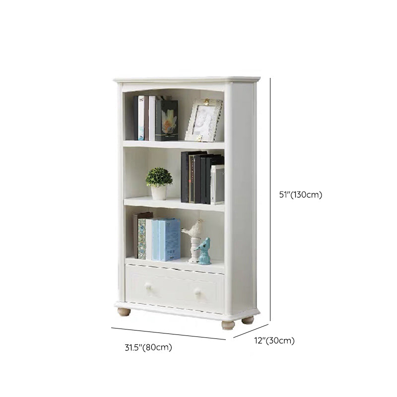 Modern Standard Bookshelf Wooden White Bookcase with Shelves
