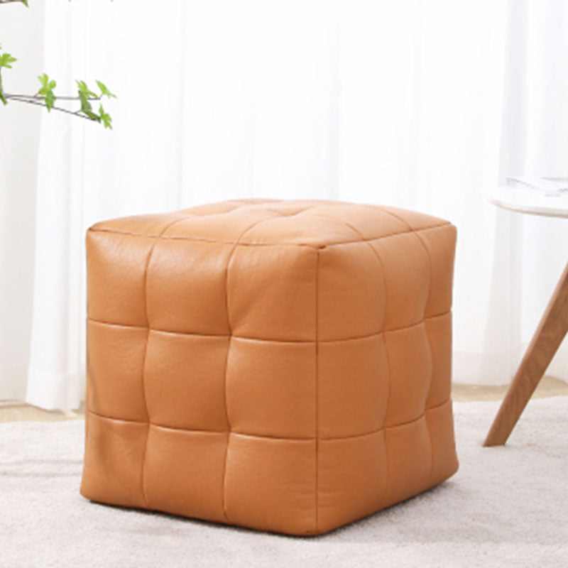 Modern Square Pouf Water Resistant Orange Pouf for Drawing Room