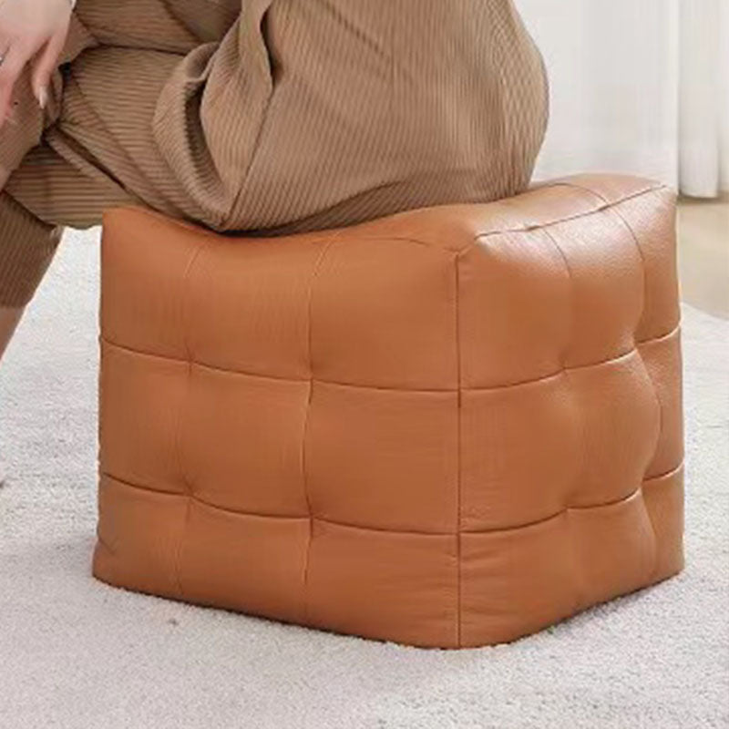 Modern Square Pouf Water Resistant Orange Pouf for Drawing Room