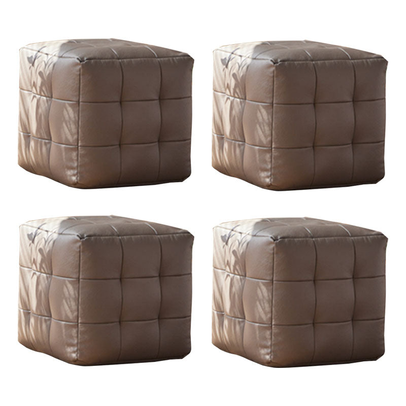 Modern Square Pouf Water Resistant Orange Pouf for Drawing Room