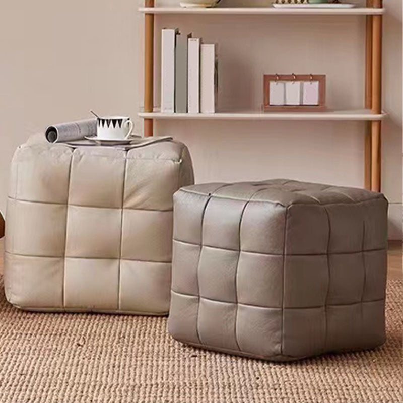 Modern Square Pouf Water Resistant Orange Pouf for Drawing Room