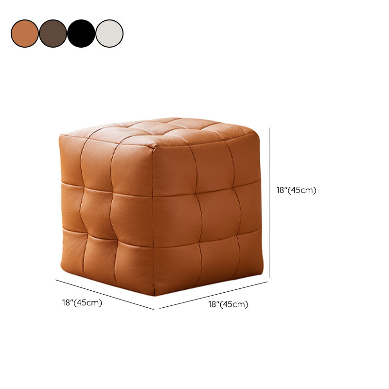 Modern Square Pouf Water Resistant Orange Pouf for Drawing Room