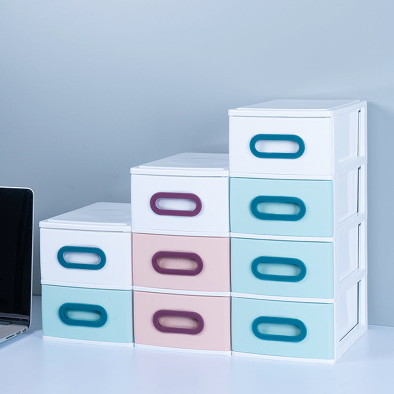 Plastic File Cabinet Vertical Color Block File Cabinet with Drawers for Home Office