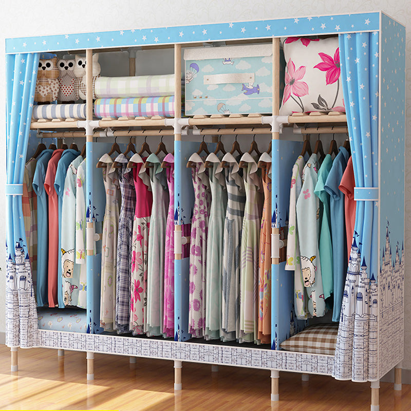 Contemporary Style Wardrobe Armoire Wood Frame Armoire with Garment Rod for Home