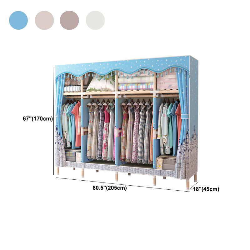 Contemporary Style Wardrobe Armoire Wood Frame Armoire with Garment Rod for Home