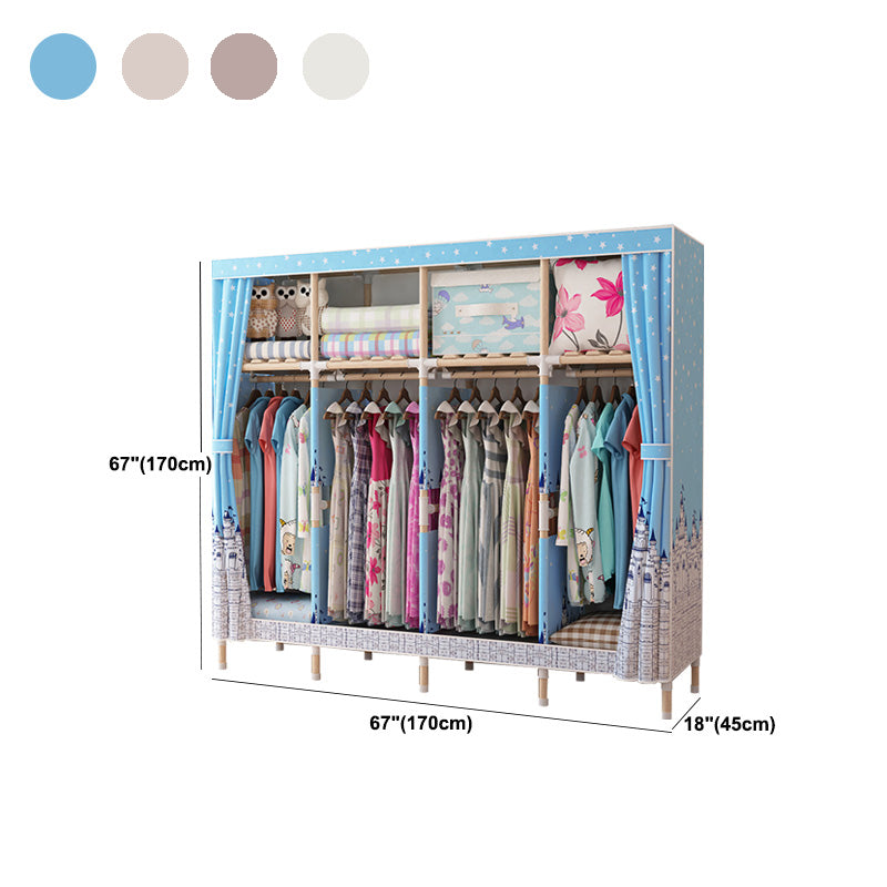 Contemporary Style Wardrobe Armoire Wood Frame Armoire with Garment Rod for Home
