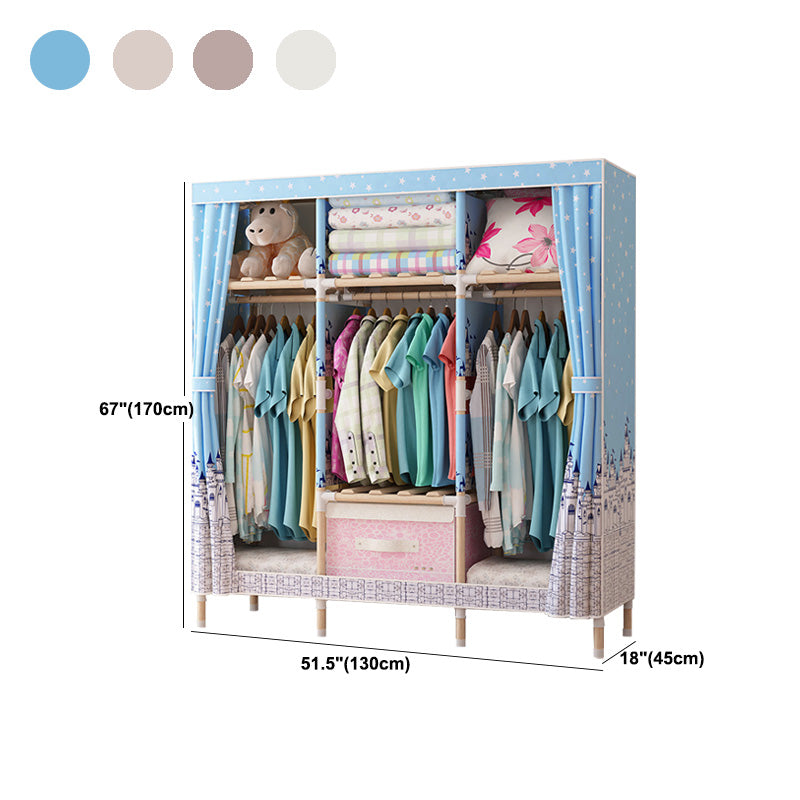 Contemporary Style Wardrobe Armoire Wood Frame Armoire with Garment Rod for Home