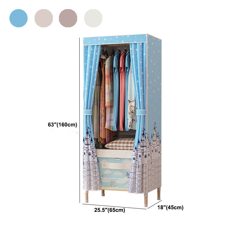 Contemporary Style Wardrobe Armoire Wood Frame Armoire with Garment Rod for Home