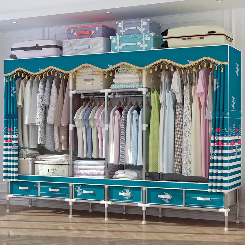 Rectangular Metal Wardrobe Industrial Style Simple Bedroom Wardrobe Closet