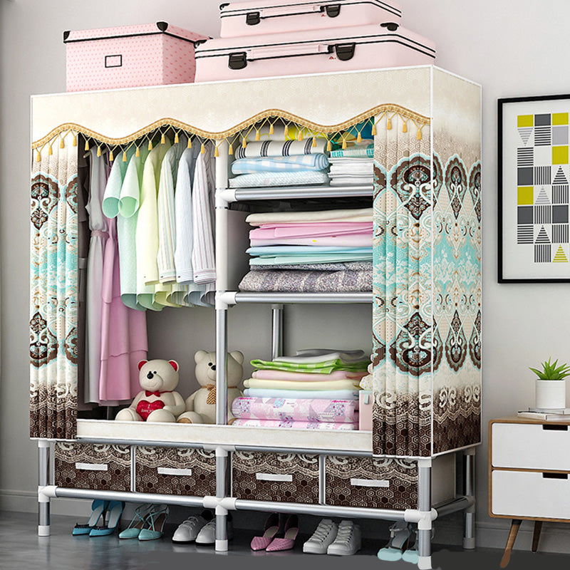 Rectangular Metal Wardrobe Industrial Style Simple Bedroom Wardrobe Closet
