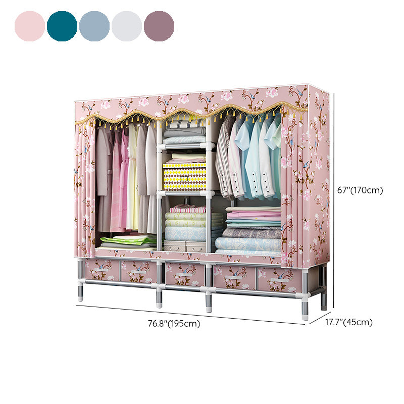 Rectangular Metal Wardrobe Industrial Style Simple Bedroom Wardrobe Closet