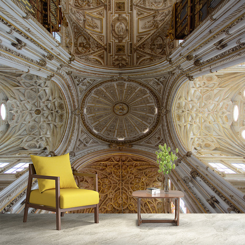 Church Construction Pattern Mildew Wall Mural Horizontalt for Living Room