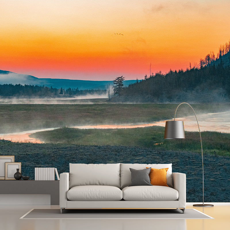 Sunset Photography Pattern Mildew Wall Mural Horizontalt for Living Room