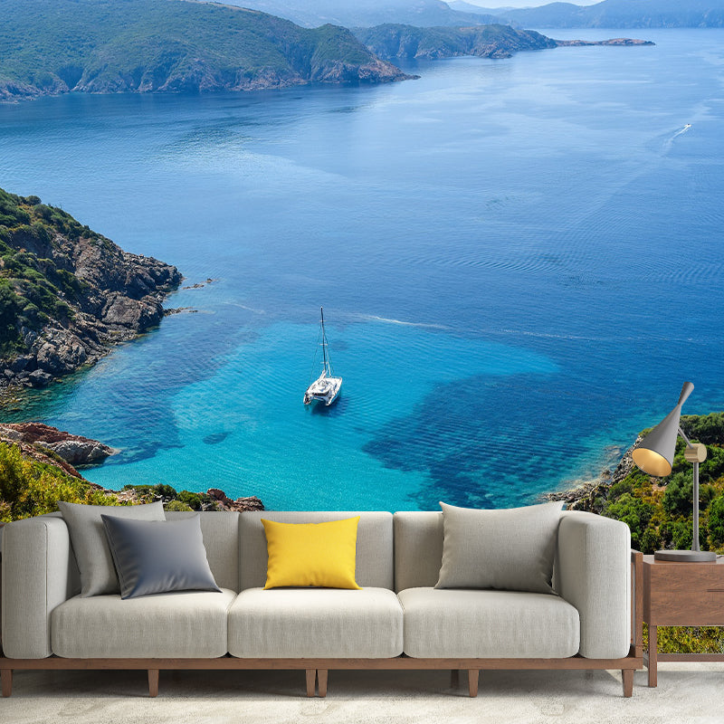 Sea Photography Pattern Mildew Wall Mural Horizontalt for Living Room