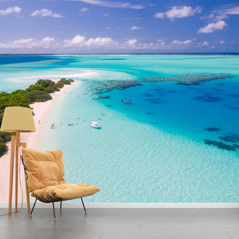 Sea Photography Pattern Mildew Wall Mural Horizontalt for Living Room