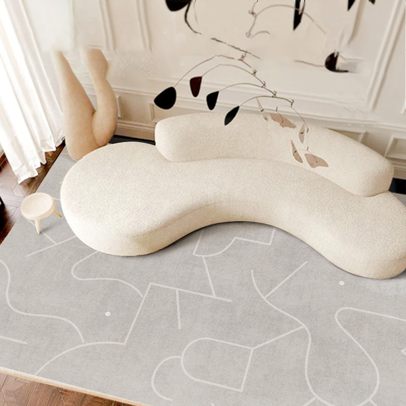 Simple Striped Rug Polyester Indoor Rug Non-slip Area Carpet for Living Room and Bedroom