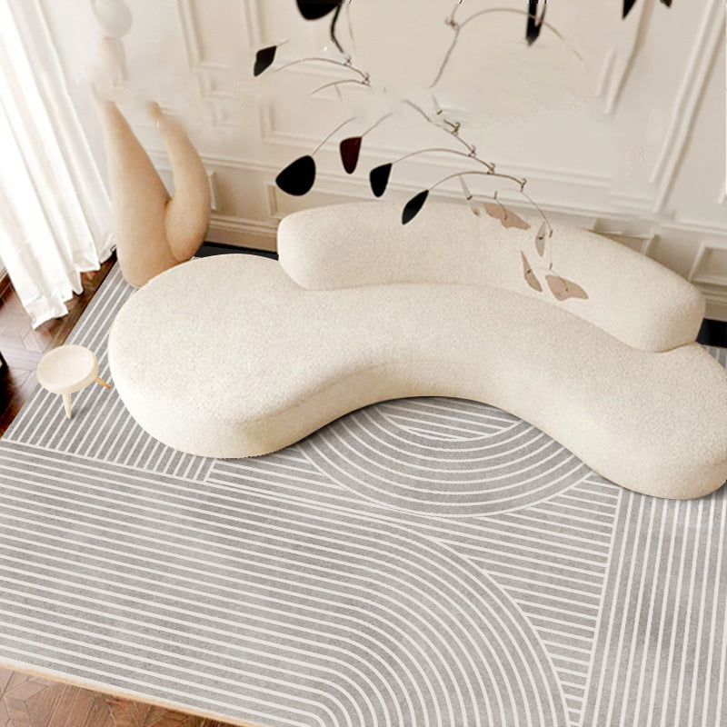 Simple Striped Rug Polyester Indoor Rug Non-slip Area Carpet for Living Room and Bedroom