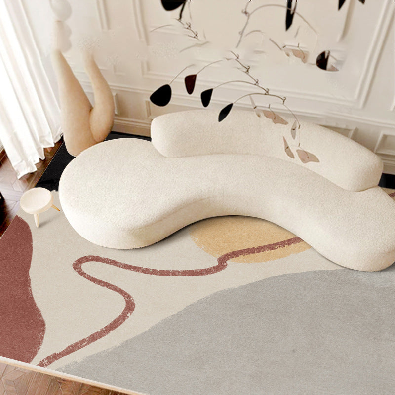 Simple Striped Rug Polyester Indoor Rug Non-slip Area Carpet for Living Room and Bedroom