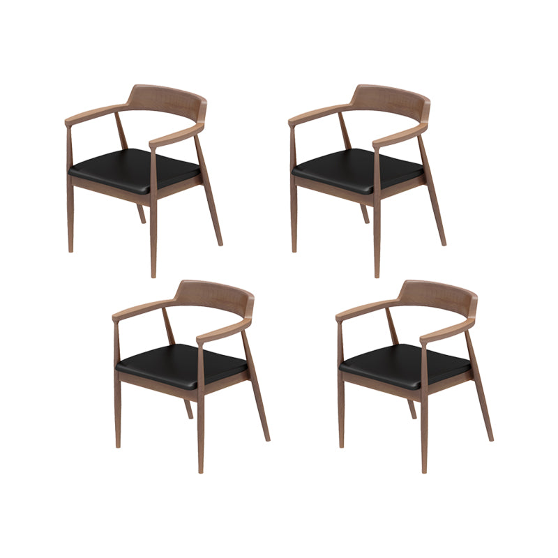 Contemporary Arm Dining Chairs Upholstered Dining Chairs with Wood Base