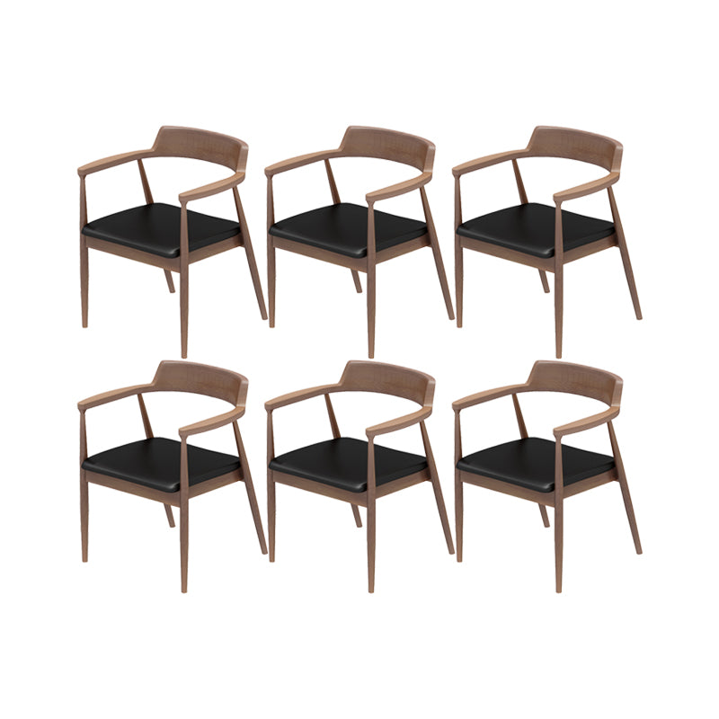 Contemporary Arm Dining Chairs Upholstered Dining Chairs with Wood Base