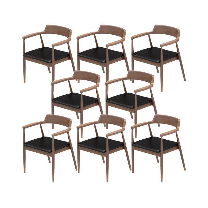 Contemporary Arm Dining Chairs Upholstered Dining Chairs with Wood Base