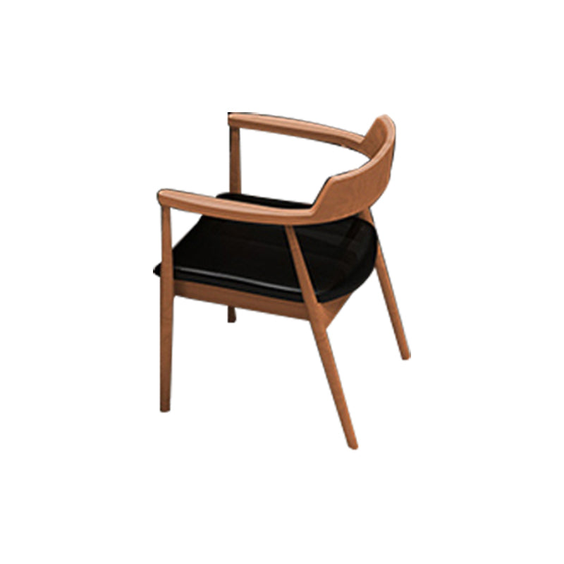 Contemporary Arm Dining Chairs Upholstered Dining Chairs with Wood Base