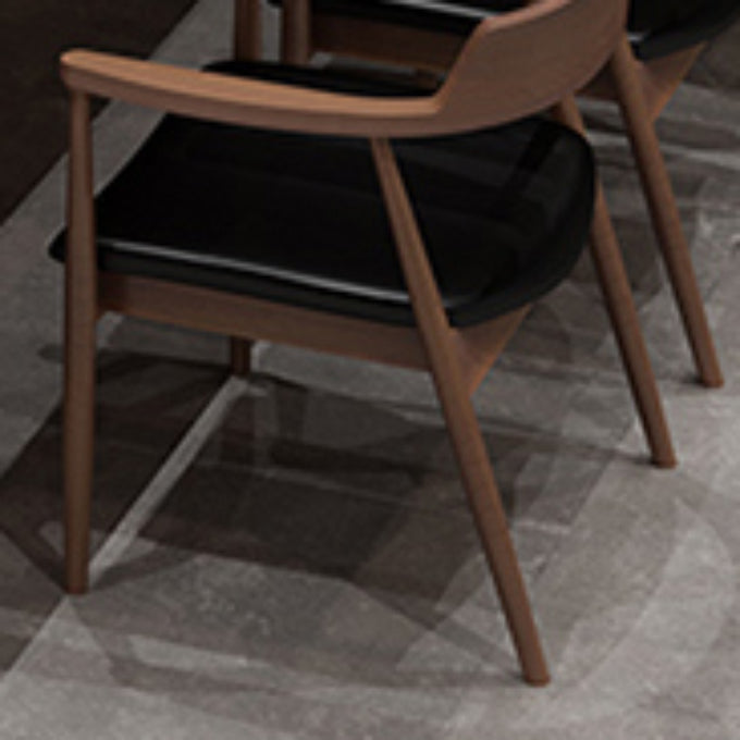 Contemporary Arm Dining Chairs Upholstered Dining Chairs with Wood Base