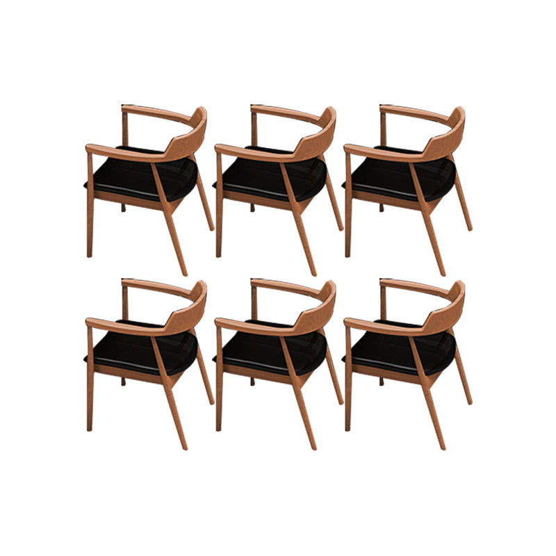 Contemporary Arm Dining Chairs Upholstered Dining Chairs with Wood Base