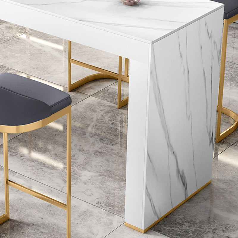 1/3/4/5 Pieces Glam Rectangle Sintered Stone Counter Table with High Stools