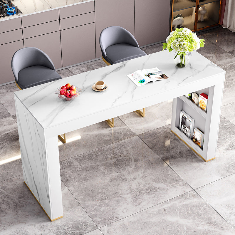 1/3/4/5 Pieces Glam Rectangle Sintered Stone Counter Table with High Stools