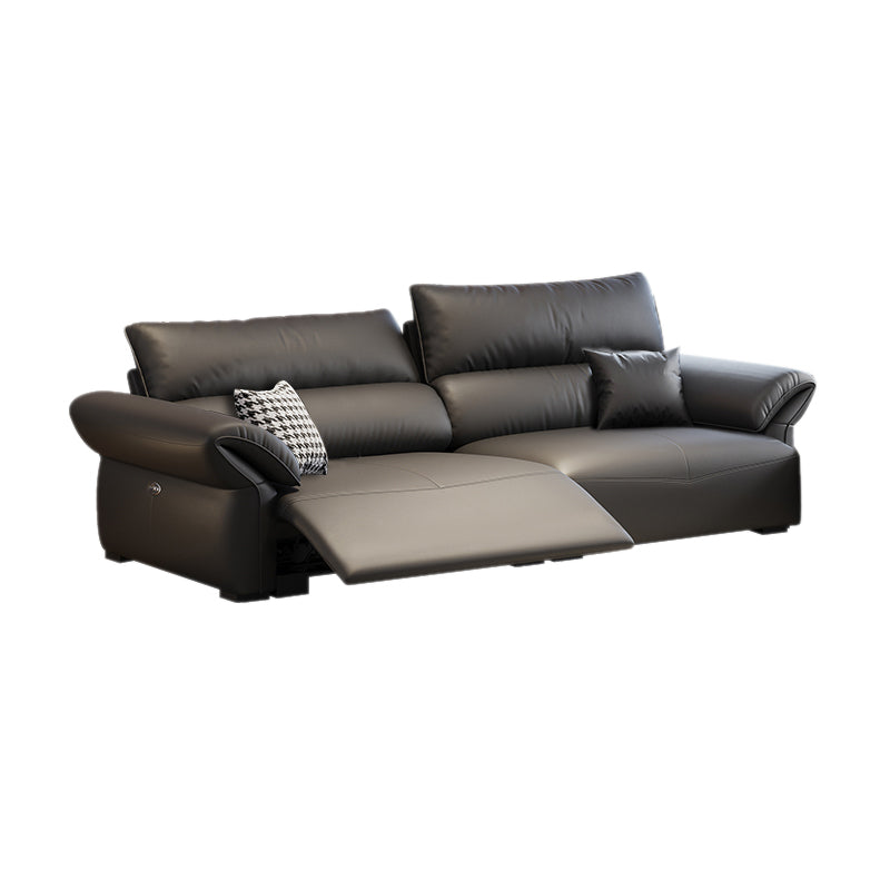 Scratch Resistant Power - Push Button Pillow Top Arm Genuine Leather Sofa
