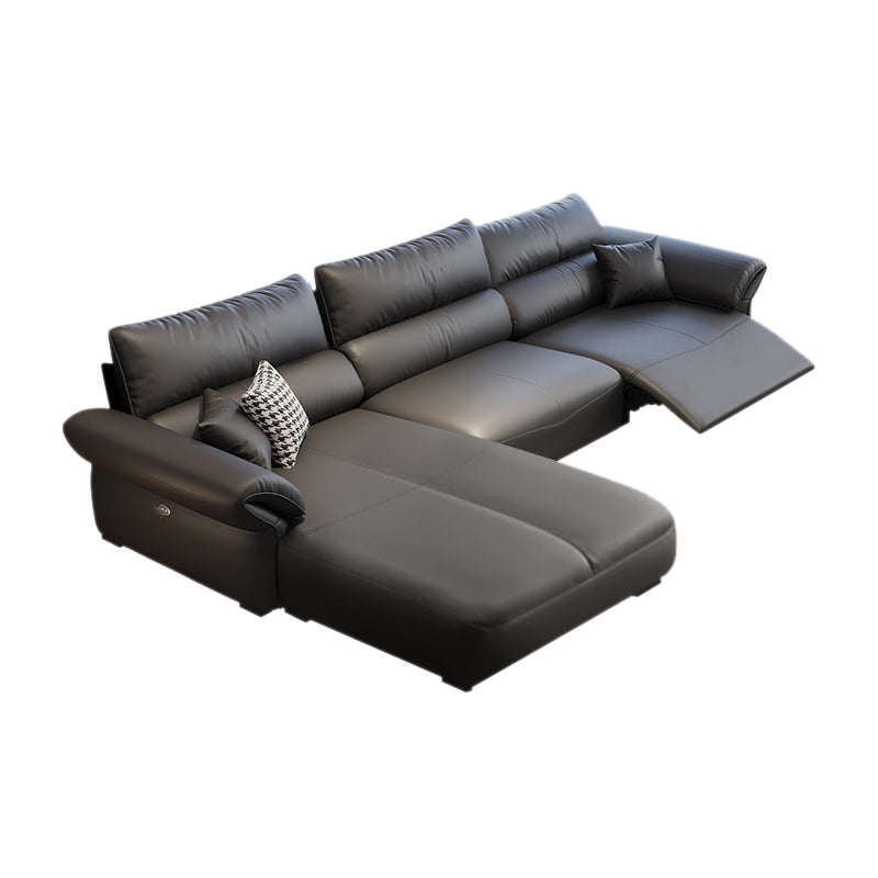 Scratch Resistant Power - Push Button Pillow Top Arm Genuine Leather Sofa