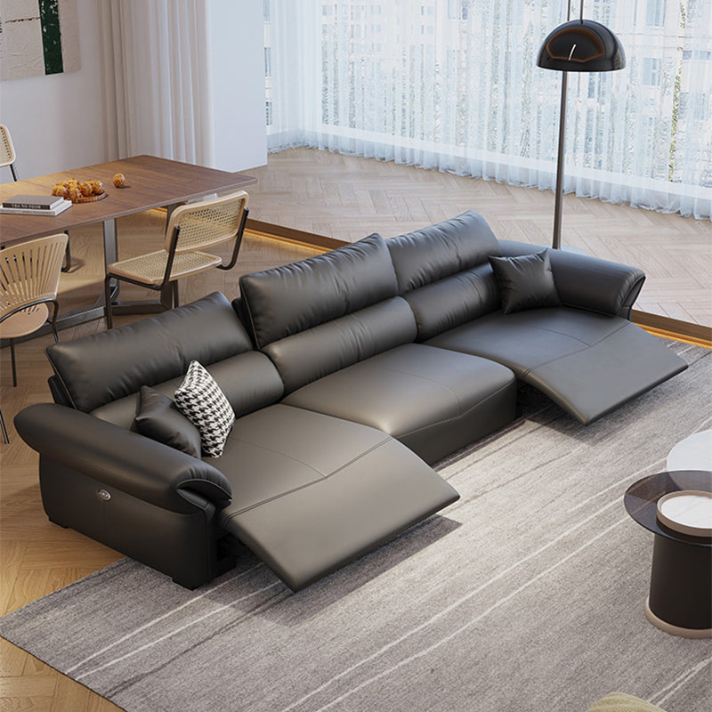 Scratch Resistant Power - Push Button Pillow Top Arm Genuine Leather Sofa