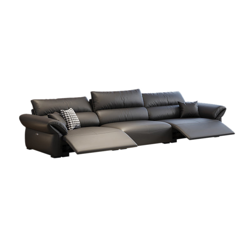 Scratch Resistant Power - Push Button Pillow Top Arm Genuine Leather Sofa