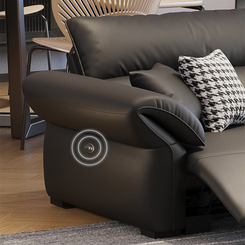 Scratch Resistant Power - Push Button Pillow Top Arm Genuine Leather Sofa