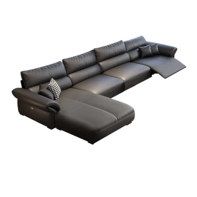 Scratch Resistant Power - Push Button Pillow Top Arm Genuine Leather Sofa