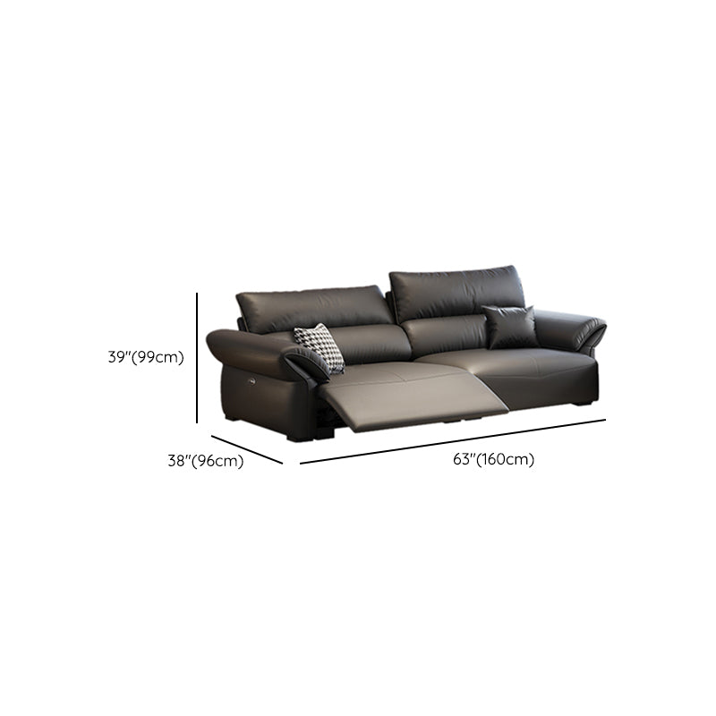 Scratch Resistant Power - Push Button Pillow Top Arm Genuine Leather Sofa