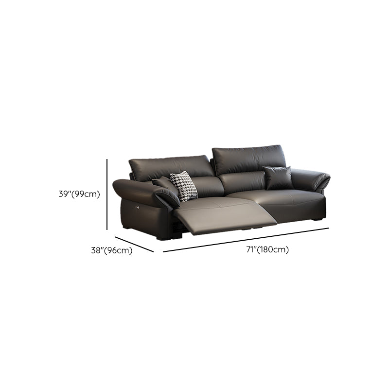 Scratch Resistant Power - Push Button Pillow Top Arm Genuine Leather Sofa