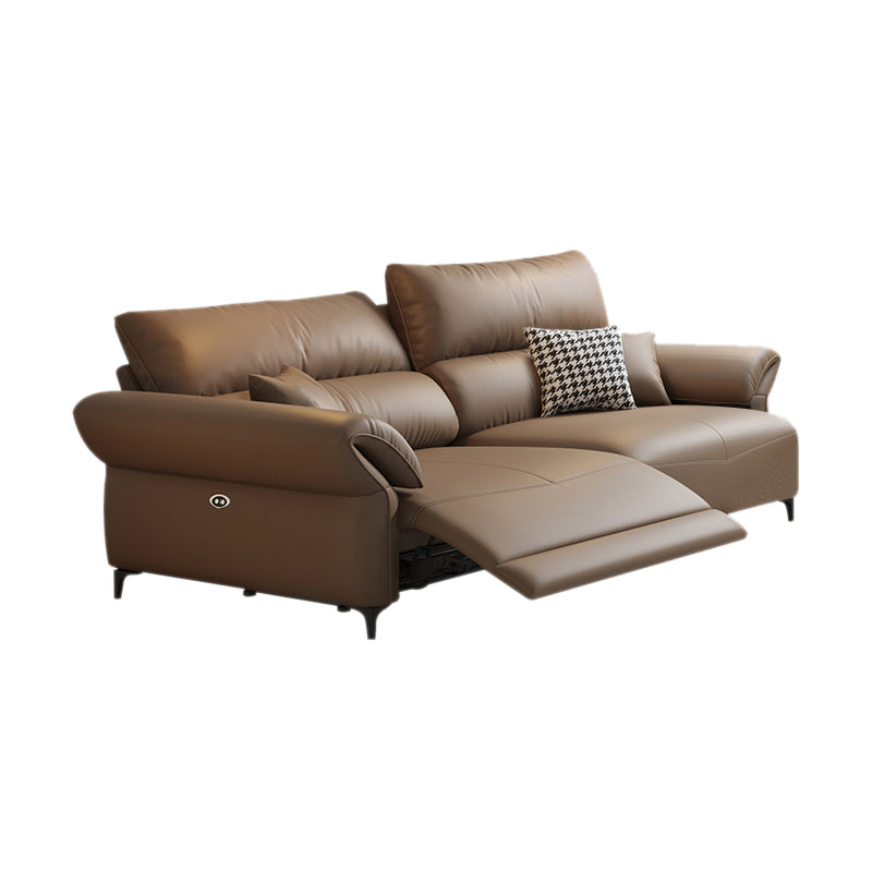Pillow Top Arm Power - Push Button Scratch Resistant Genuine Leather Sofa