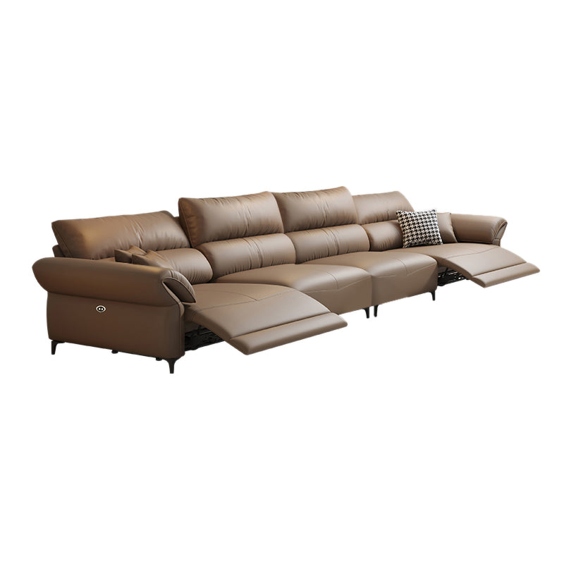 Pillow Top Arm Power - Push Button Scratch Resistant Genuine Leather Sofa