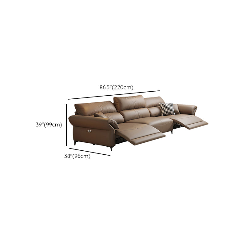 Pillow Top Arm Power - Push Button Scratch Resistant Genuine Leather Sofa