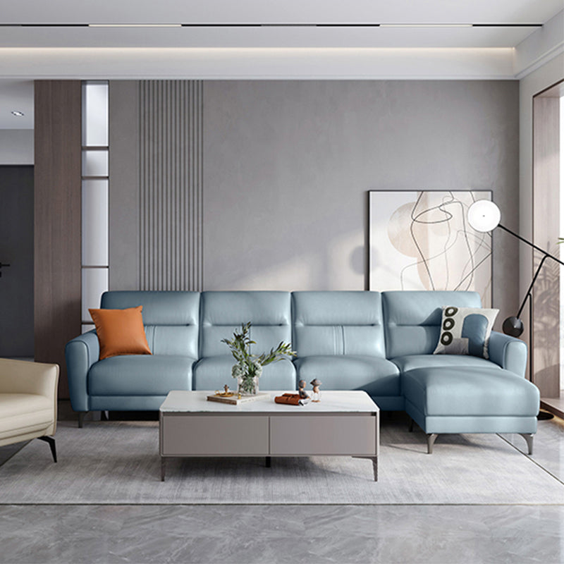 Square Arm Sofa in Solid Wood with Sewn Pillow Back Faux Leather