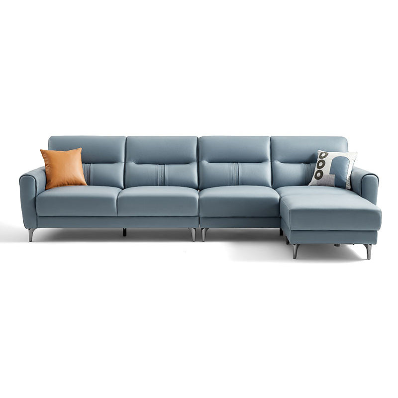 Square Arm Sofa in Solid Wood with Sewn Pillow Back Faux Leather